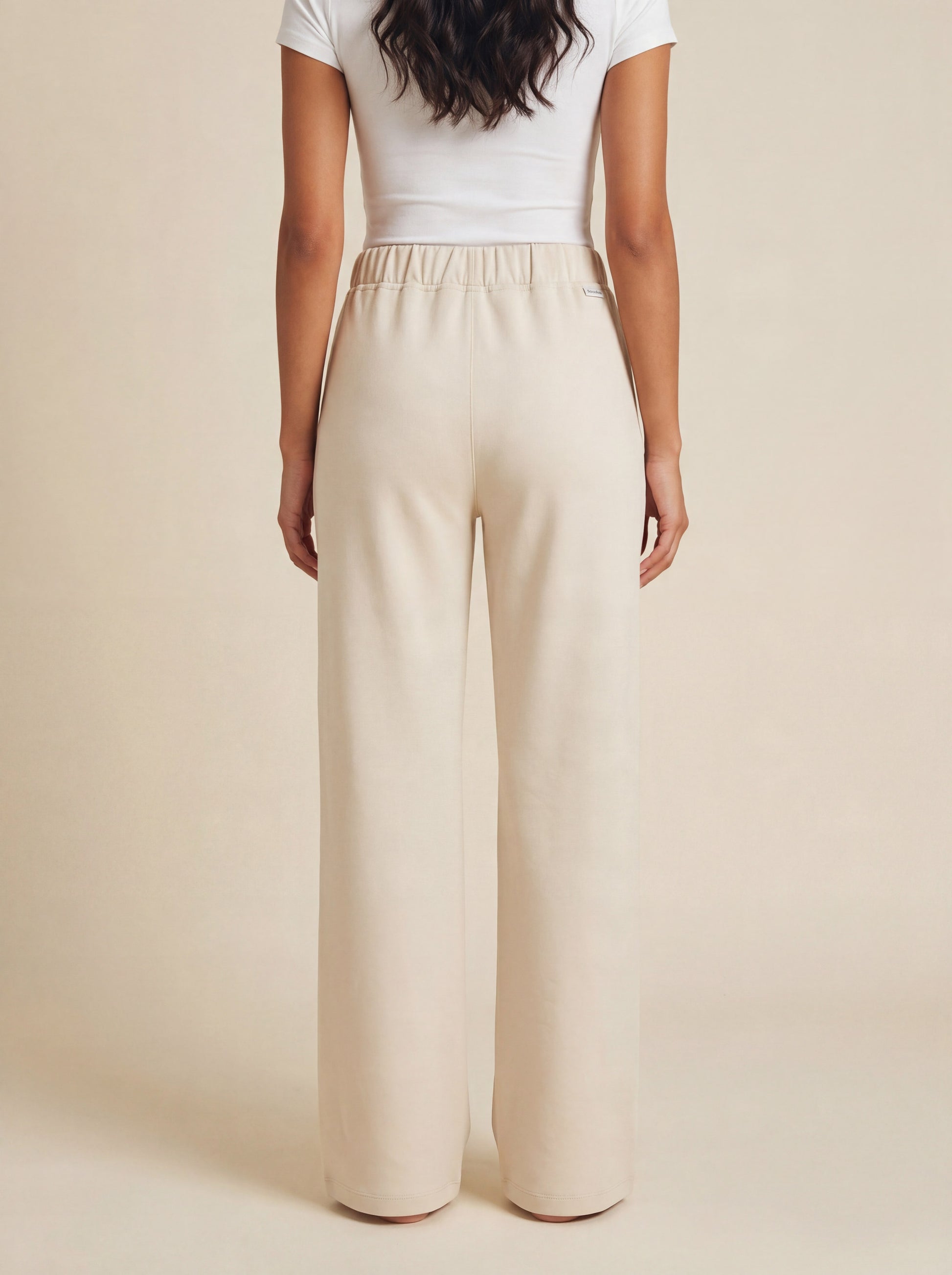 Seamless SeamSoft™ Summer Wide-Leg Pants in cream — back view