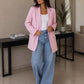 Seamless Oversize Blazer in creamy pink, front view