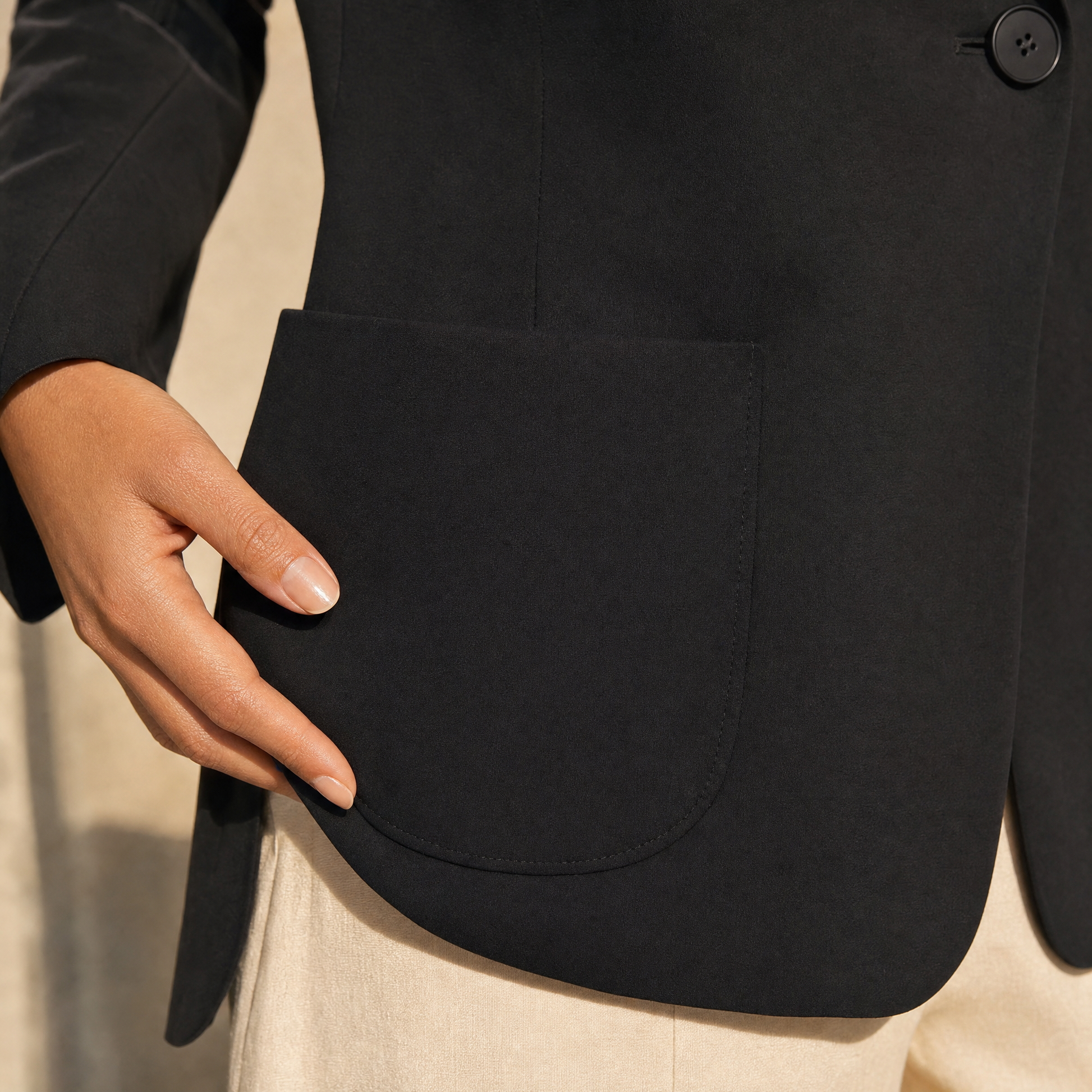 Seamless Slim Blazer — rounded patch pocket detail