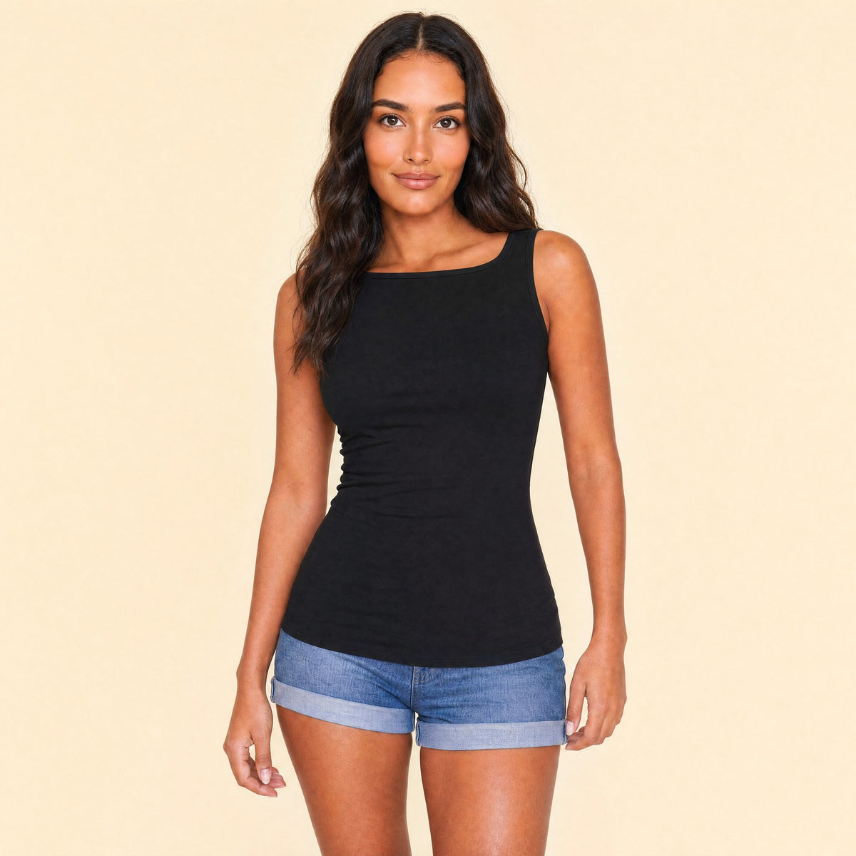 Seamless Tank Top in black — front