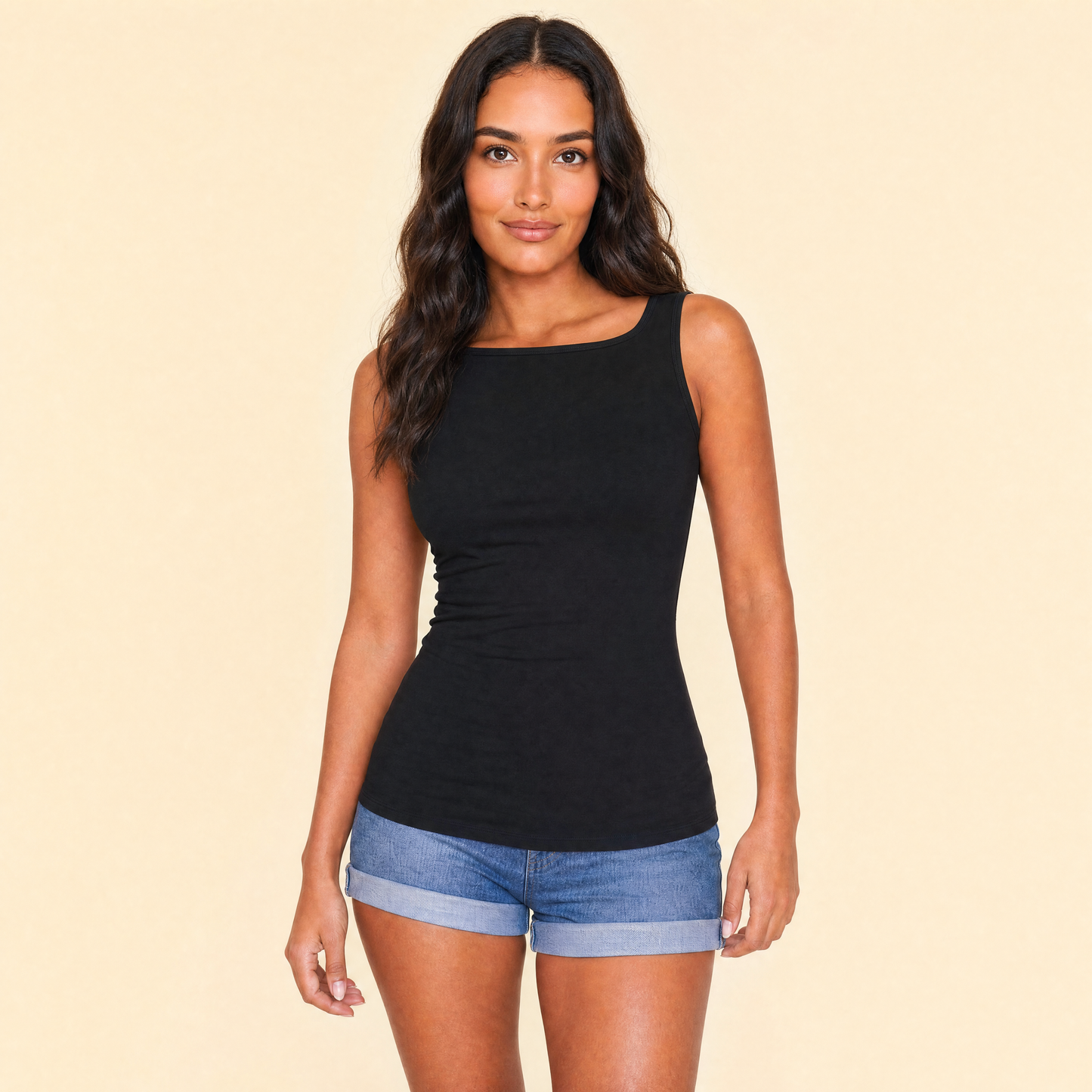 Seamless Tank Top in black — front