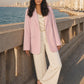 Seamless SeamSoft™ Summer Oversize Blazer in pink — styled on Alexandria corniche at golden hour