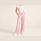 Seamless SeamSoft™ Summer Wide-Leg Pants in powder pink — full length, drawstring waist